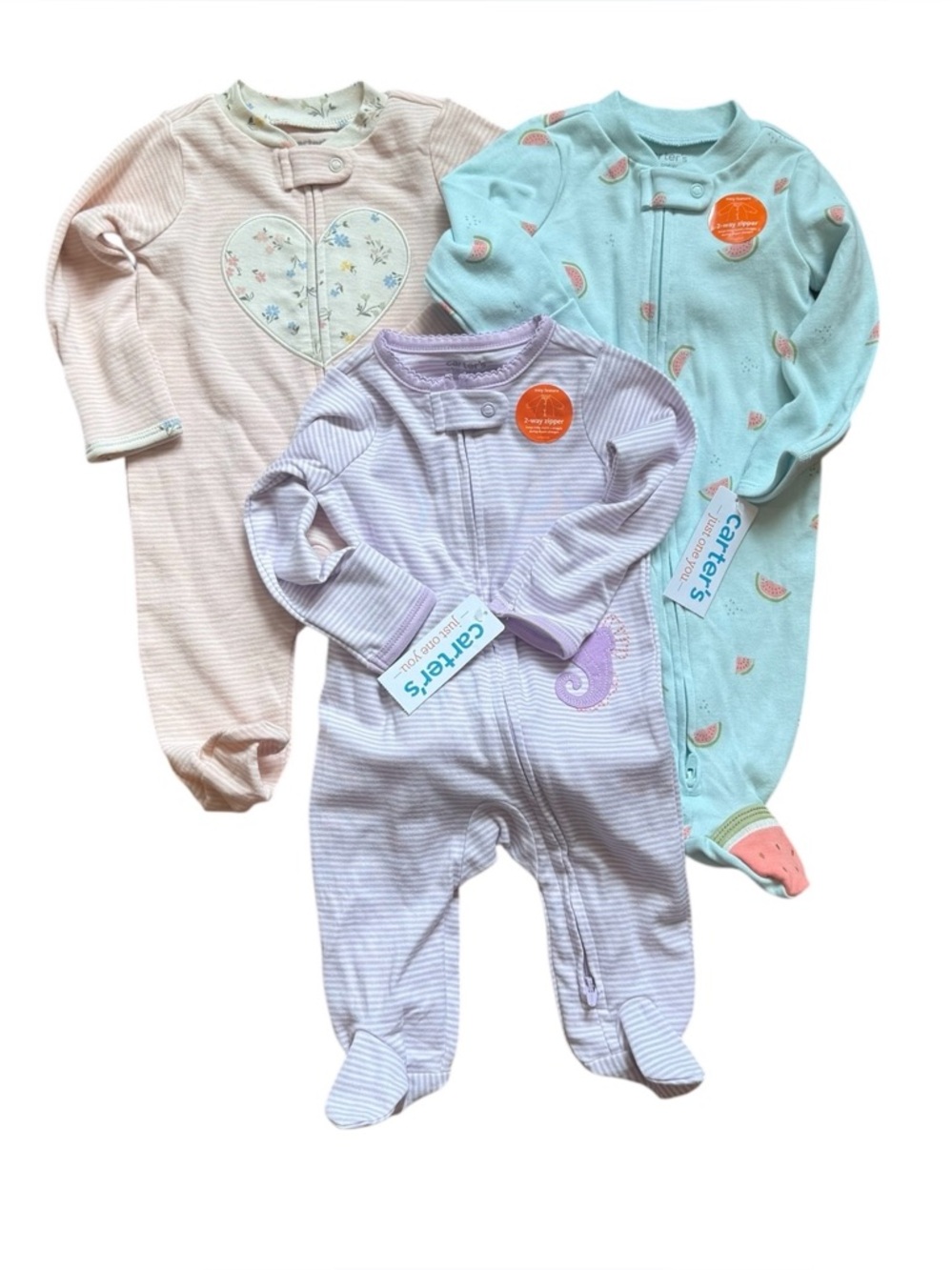 Lot of 3 Carters Baby Girls One Piece Outfits
Size: 3 Mos NEW